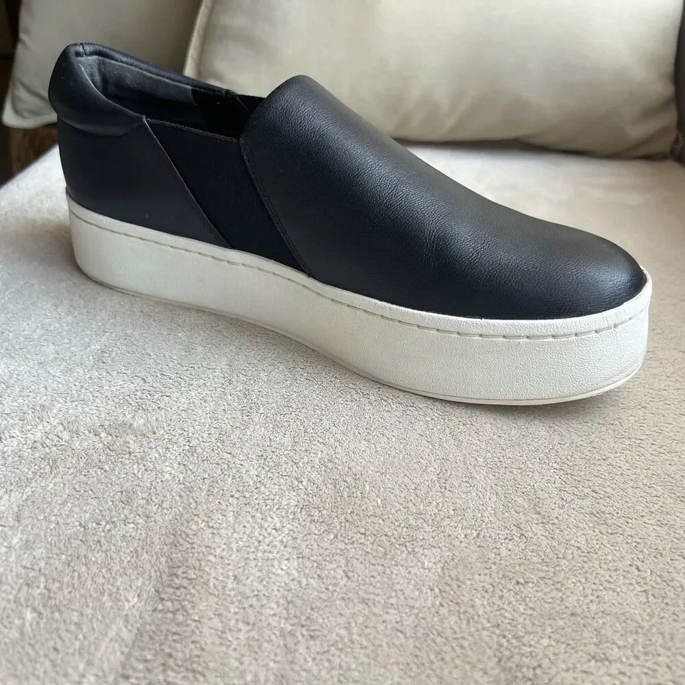 Vince Warren Black Leather Women's Platform Sneakers - Picture 2 of 16